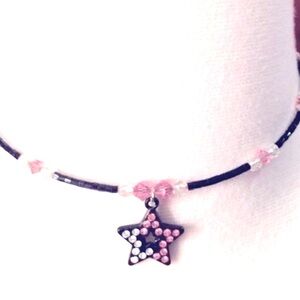 High IntenCity Black & Pink Rhinestone & Beaded Choker with Bling Star